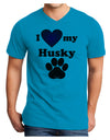 I Heart My Husky Adult V-Neck T-shirt by TooLoud-Mens V-Neck T-Shirt-TooLoud-Turquoise-Small-Davson Sales