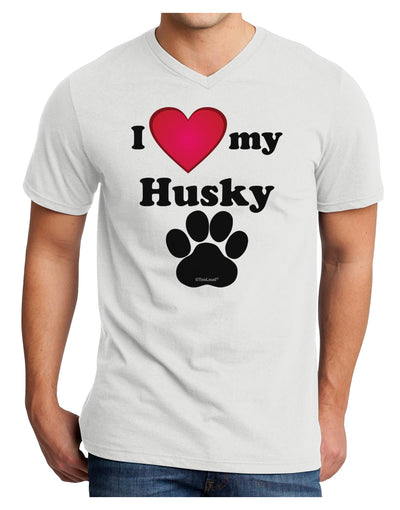 I Heart My Husky Adult V-Neck T-shirt by TooLoud-Mens V-Neck T-Shirt-TooLoud-White-Small-Davson Sales