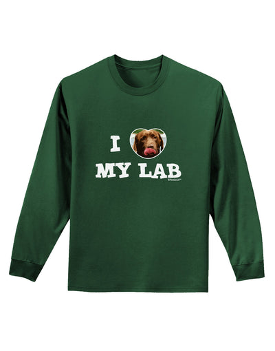 I Heart My Lab Adult Long Sleeve Dark T-Shirt-TooLoud-Dark-Green-Small-Davson Sales