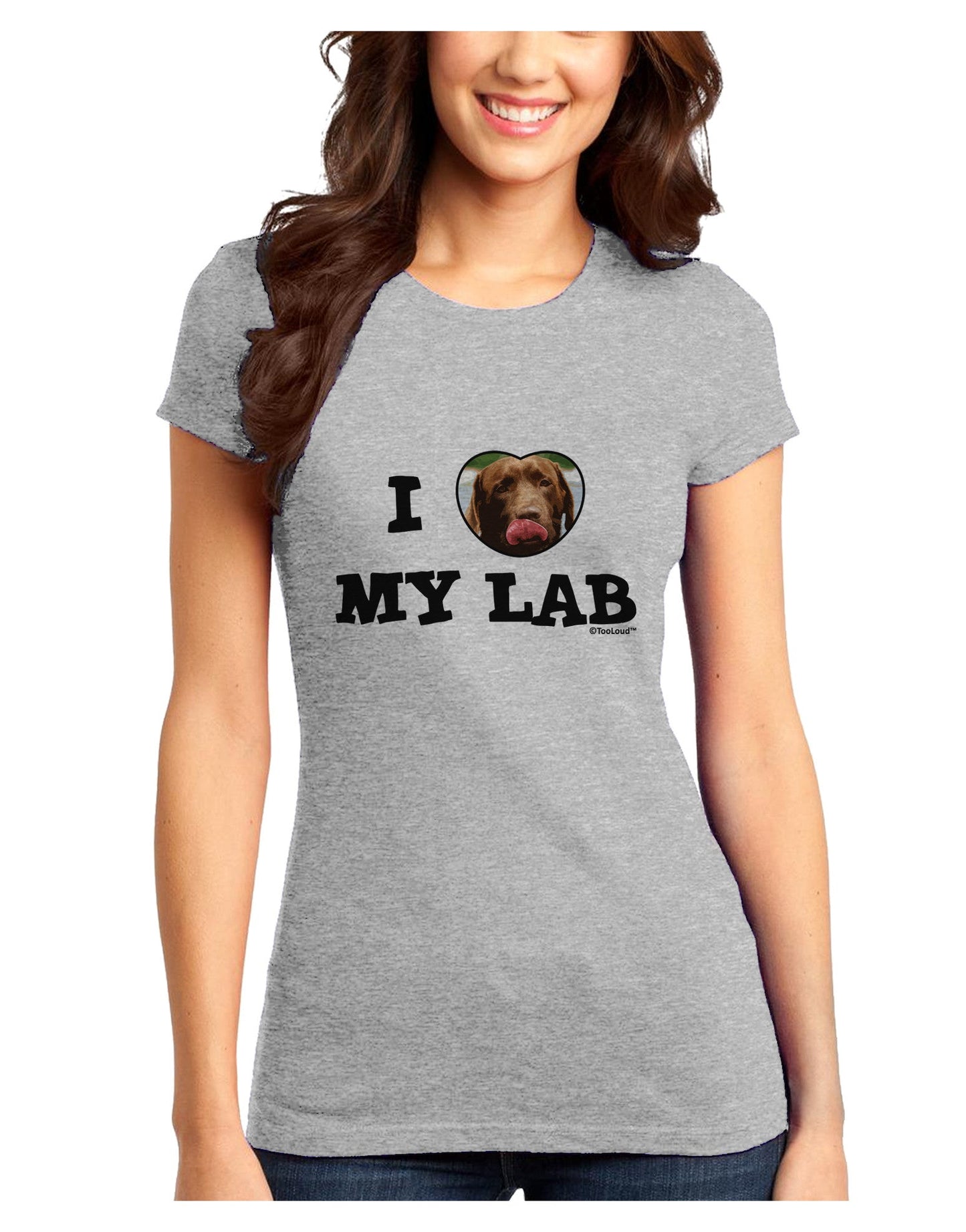 I Heart My Lab Juniors T-Shirt-Womens Juniors T-Shirt-TooLoud-Ash-Gray-Juniors Fitted X-Small-Davson Sales