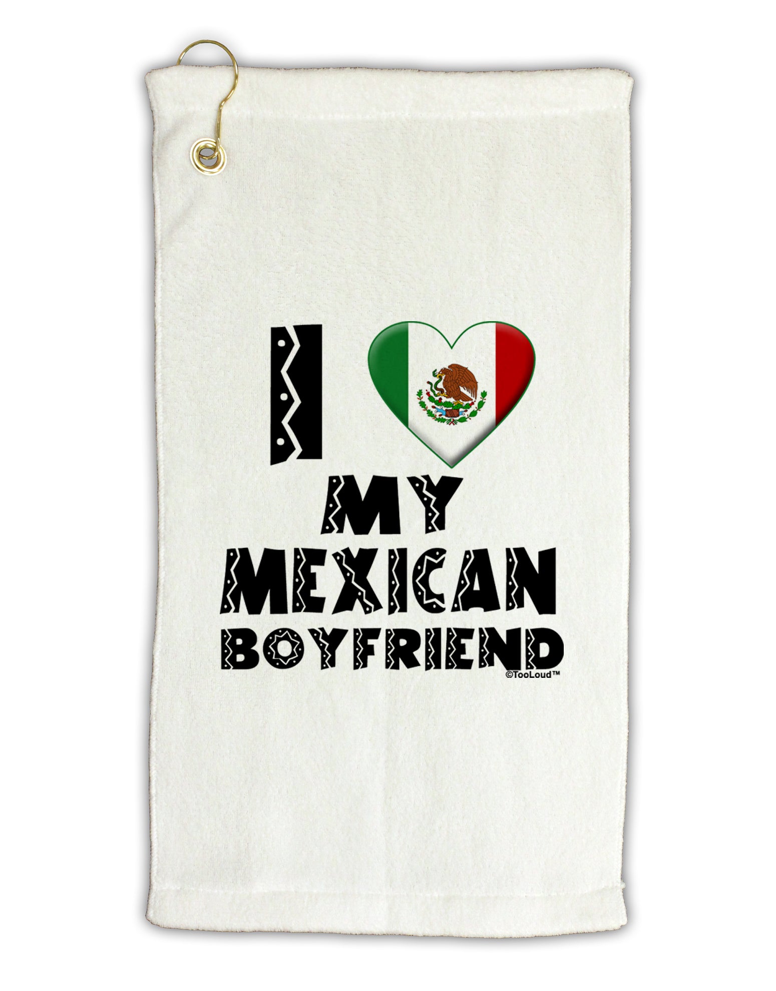 I Heart My Mexican Boyfriend Micro Terry Gromet Golf Towel 16 x 25 inch by TooLoud-Golf Towel-TooLoud-White-Davson Sales