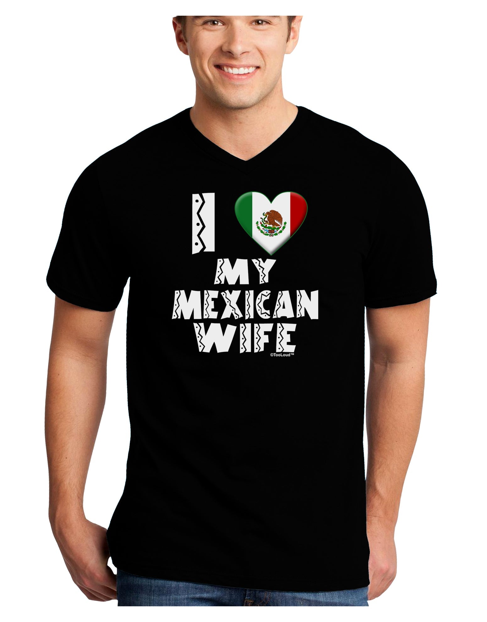 I Heart My Mexican Wife Adult Dark V-Neck T-Shirt by TooLoud-Mens V-Neck T-Shirt-TooLoud-Black-Small-Davson Sales
