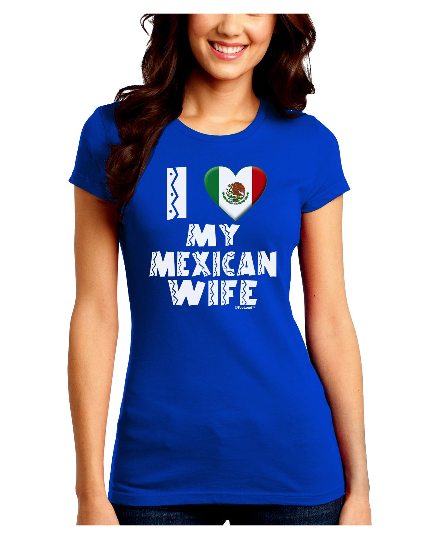 I Heart My Mexican Wife Juniors Crew Dark T-Shirt by TooLoud-T-Shirts Juniors Tops-TooLoud-Royal-Blue-Juniors Fitted Small-Davson Sales