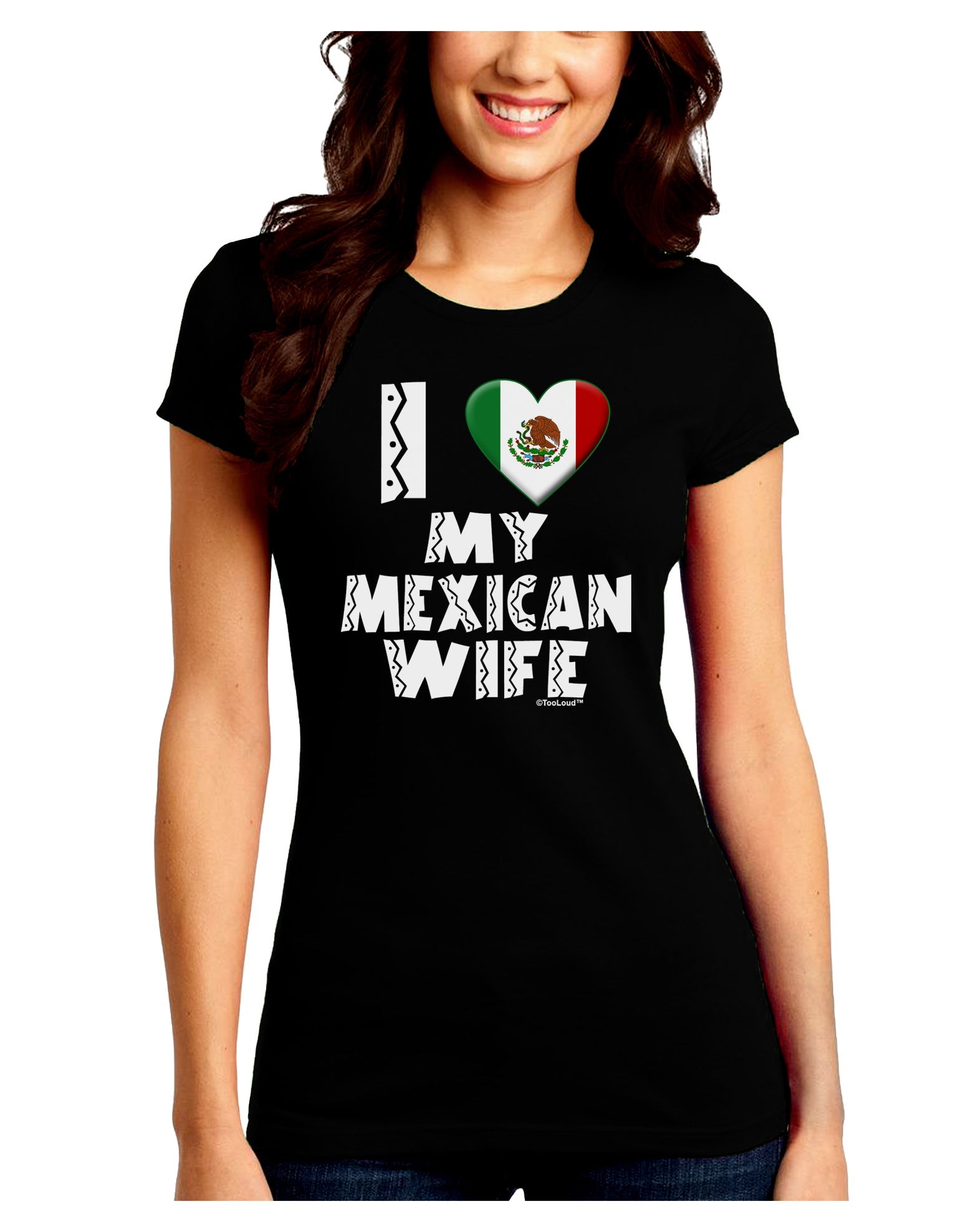 I Heart My Mexican Wife Juniors Crew Dark T-Shirt by TooLoud-T-Shirts Juniors Tops-TooLoud-Black-Juniors Fitted Small-Davson Sales