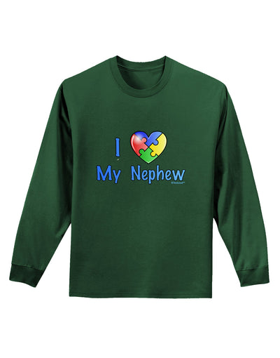 I Heart My Nephew - Autism Awareness Adult Long Sleeve Dark T-Shirt by TooLoud-TooLoud-Dark-Green-Small-Davson Sales