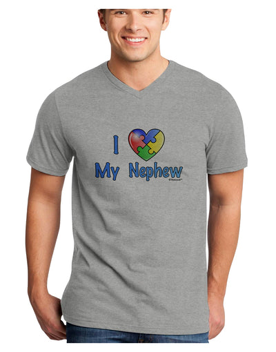 I Heart My Nephew - Autism Awareness Adult V-Neck T-shirt by TooLoud-Mens V-Neck T-Shirt-TooLoud-HeatherGray-Small-Davson Sales