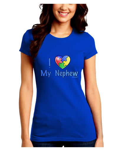 I Heart My Nephew - Autism Awareness Juniors Crew Dark T-Shirt by TooLoud-T-Shirts Juniors Tops-TooLoud-Royal-Blue-Juniors Fitted Small-Davson Sales