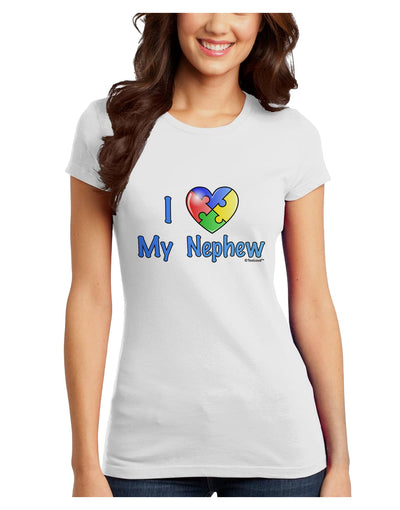 I Heart My Nephew - Autism Awareness Juniors T-Shirt by TooLoud-Womens Juniors T-Shirt-TooLoud-White-Juniors Fitted X-Small-Davson Sales