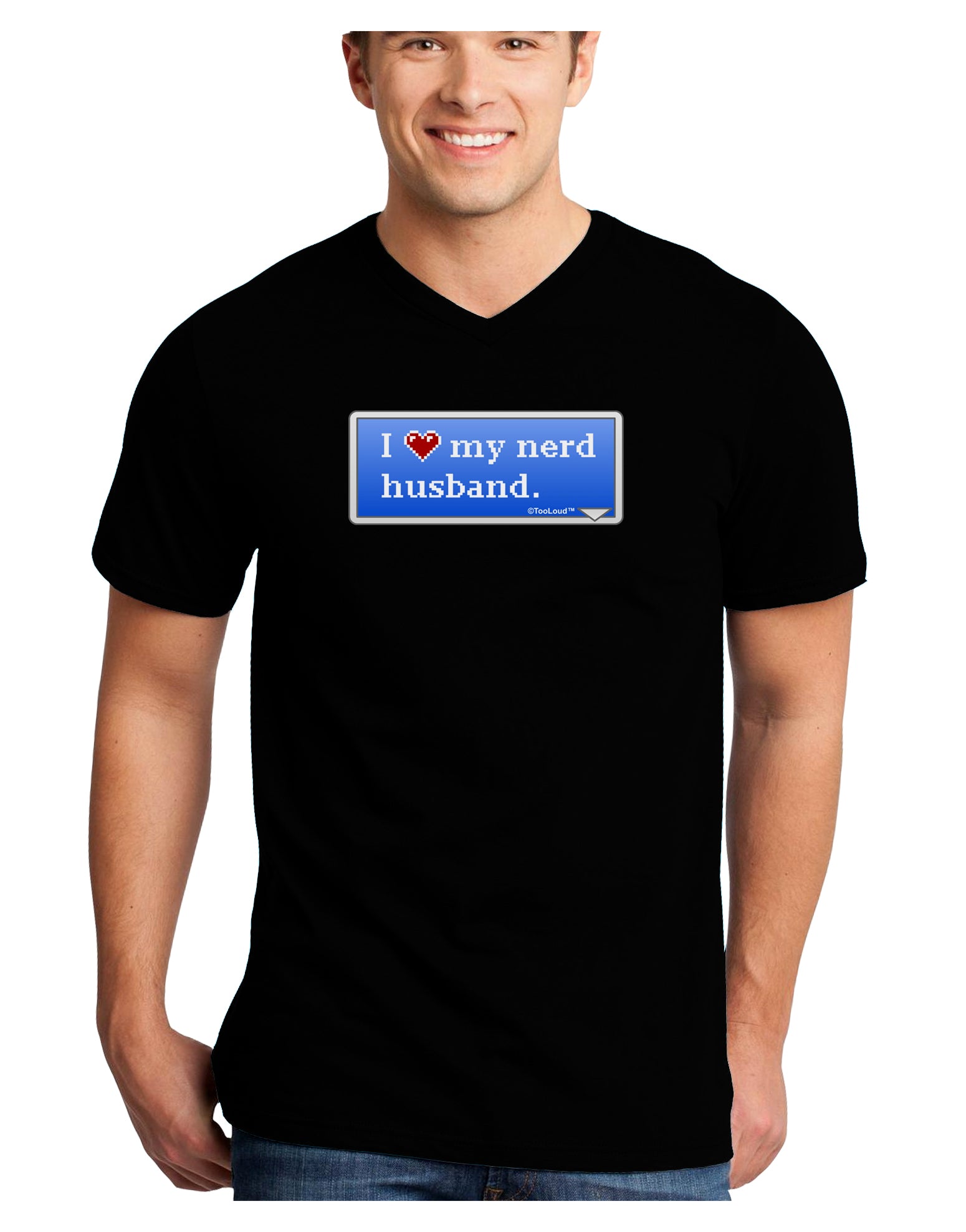 I Heart My Nerd Husband - Retro Adult Dark V-Neck T-Shirt by TooLoud-Mens V-Neck T-Shirt-TooLoud-Black-Small-Davson Sales