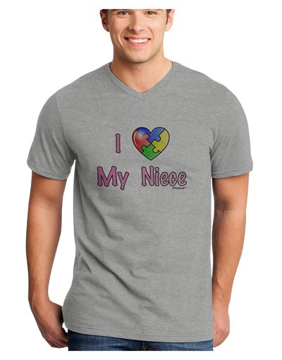 I Heart My Niece - Autism Awareness Adult V-Neck T-shirt by TooLoud-Mens V-Neck T-Shirt-TooLoud-HeatherGray-Small-Davson Sales