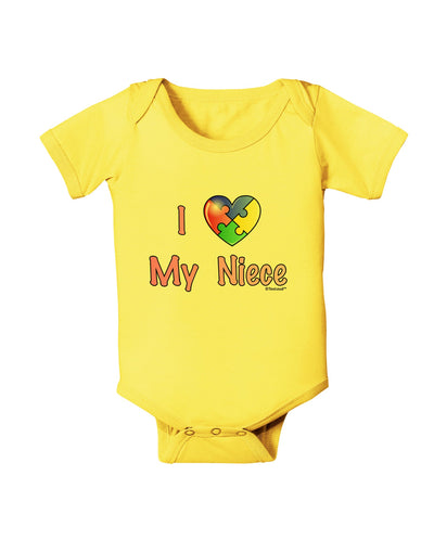 I Heart My Niece - Autism Awareness Baby Romper Bodysuit by TooLoud-Baby Romper-TooLoud-Yellow-06-Months-Davson Sales