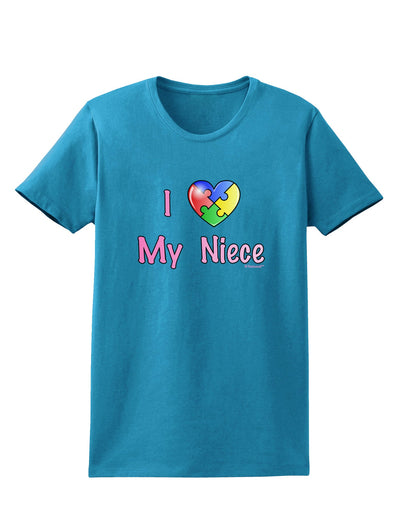 I Heart My Niece - Autism Awareness Womens Dark T-Shirt by TooLoud-Womens T-Shirt-TooLoud-Turquoise-X-Small-Davson Sales