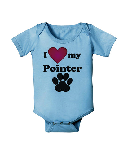 I Heart My Pointer Baby Romper Bodysuit by TooLoud-TooLoud-LightBlue-06-Months-Davson Sales