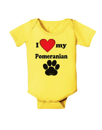 I Heart My Pomeranian Baby Romper Bodysuit by TooLoud-TooLoud-Yellow-06-Months-Davson Sales