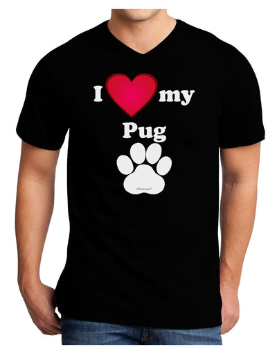 I Heart My Pug Adult Dark V-Neck T-Shirt by TooLoud-TooLoud-Black-Small-Davson Sales