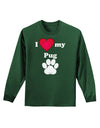 I Heart My Pug Adult Long Sleeve Dark T-Shirt by TooLoud-TooLoud-Dark-Green-Small-Davson Sales