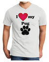 I Heart My Pug Adult V-Neck T-shirt by TooLoud-Mens V-Neck T-Shirt-TooLoud-White-Small-Davson Sales