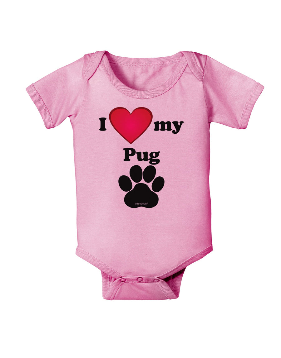 I Heart My Pug Baby Romper Bodysuit by TooLoud-TooLoud-White-06-Months-Davson Sales