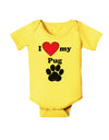 I Heart My Pug Baby Romper Bodysuit by TooLoud-TooLoud-Yellow-06-Months-Davson Sales