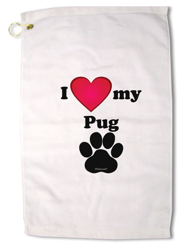 I Heart My Pug Premium Cotton Golf Towel - 16 x 25 inch by TooLoud-Golf Towel-TooLoud-16x25"-Davson Sales