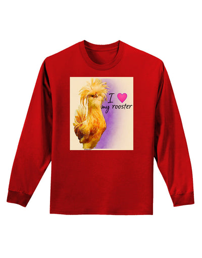 I Heart My Rooster Adult Long Sleeve Dark T-Shirt-Wall Clock-TooLoud-Red-Small-Davson Sales