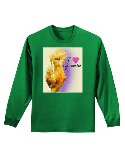 I Heart My Rooster Adult Long Sleeve Dark T-Shirt-Wall Clock-TooLoud-Kelly-Green-Small-Davson Sales