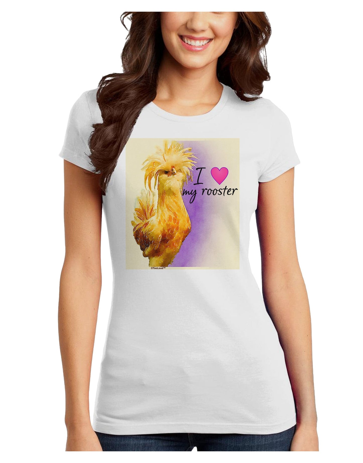 I Heart My Rooster Juniors Petite T-Shirt-Womens T-Shirt-TooLoud-White-Juniors Fitted X-Small-Davson Sales