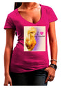 I Heart My Rooster Juniors Petite V-Neck Dark T-Shirt-Wall Clock-TooLoud-Hot-Pink-Juniors Fitted Small-Davson Sales