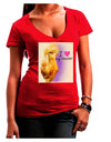 I Heart My Rooster Juniors Petite V-Neck Dark T-Shirt-Wall Clock-TooLoud-Red-Juniors Fitted Small-Davson Sales