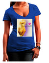 I Heart My Rooster Juniors Petite V-Neck Dark T-Shirt-Wall Clock-TooLoud-Royal-Blue-Juniors Fitted Small-Davson Sales