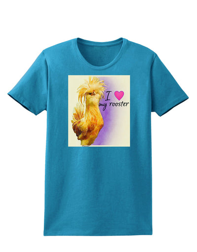 I Heart My Rooster Womens Dark T-Shirt-Wall Clock-TooLoud-Turquoise-X-Small-Davson Sales