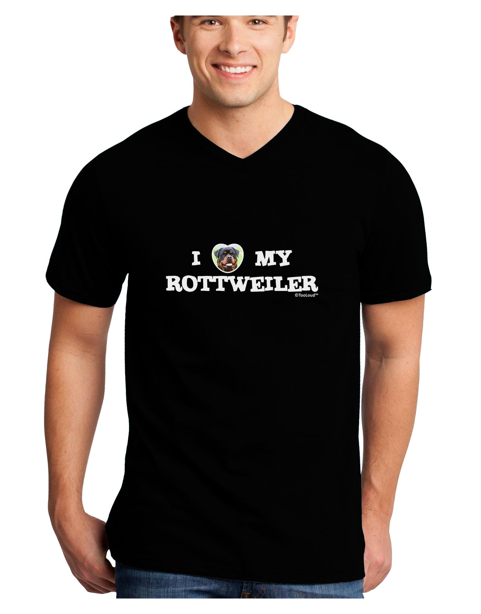 I Heart My Rottweiler Adult Dark V-Neck T-Shirt by TooLoud-Mens V-Neck T-Shirt-TooLoud-Black-Small-Davson Sales