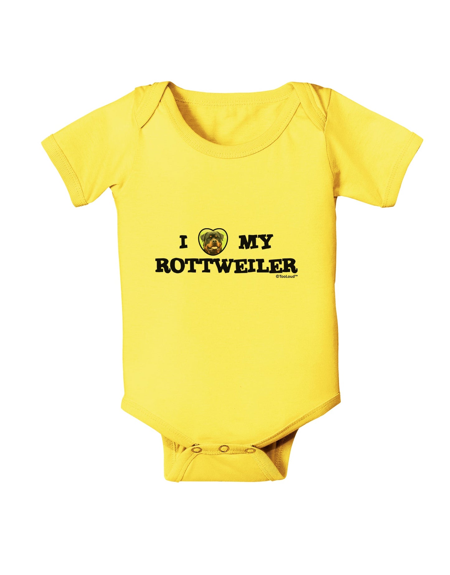 I Heart My Rottweiler Baby Romper Bodysuit by TooLoud-Baby Romper-TooLoud-Yellow-06-Months-Davson Sales