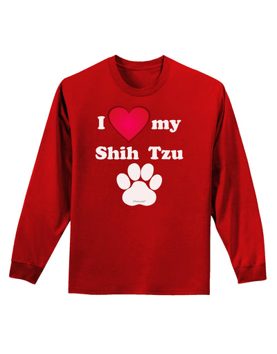 I Heart My Shih Tzu Adult Long Sleeve Dark T-Shirt by TooLoud-TooLoud-Red-Small-Davson Sales