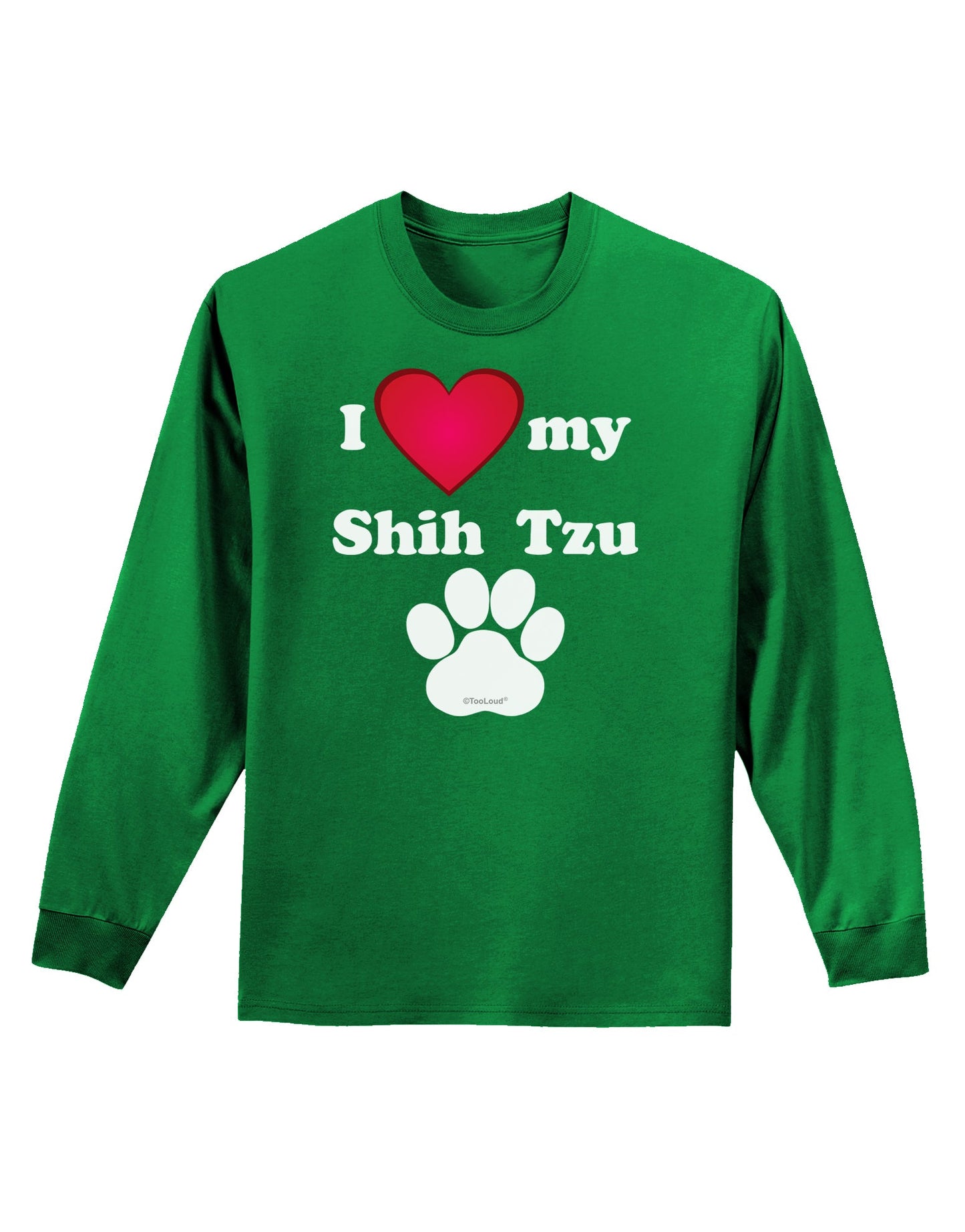 I Heart My Shih Tzu Adult Long Sleeve Dark T-Shirt by TooLoud-TooLoud-Kelly-Green-Small-Davson Sales