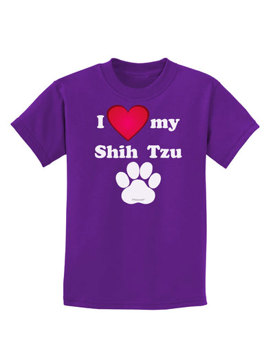 I Heart My Shih Tzu Childrens Dark T-Shirt by TooLoud-Childrens T-Shirt-TooLoud-Purple-X-Small-Davson Sales