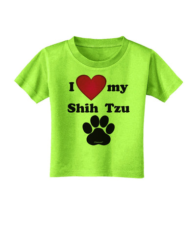 I Heart My Shih Tzu Toddler T-Shirt by TooLoud-Toddler T-Shirt-TooLoud-Lime-Green-2T-Davson Sales