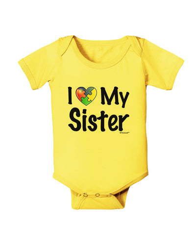 I Heart My Sister - Autism Awareness Baby Romper Bodysuit by TooLoud-Baby Romper-TooLoud-Yellow-06-Months-Davson Sales