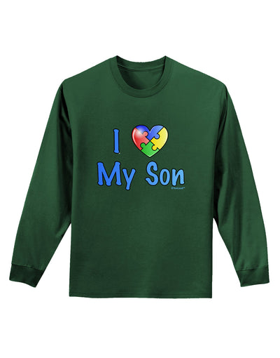 I Heart My Son - Autism Awareness Adult Long Sleeve Dark T-Shirt by TooLoud-TooLoud-Dark-Green-Small-Davson Sales