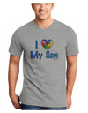 I Heart My Son - Autism Awareness Adult V-Neck T-shirt by TooLoud-Mens V-Neck T-Shirt-TooLoud-HeatherGray-Small-Davson Sales