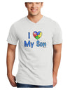 I Heart My Son - Autism Awareness Adult V-Neck T-shirt by TooLoud-Mens V-Neck T-Shirt-TooLoud-White-Small-Davson Sales