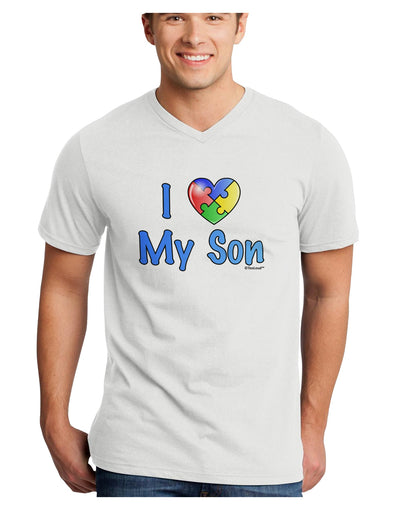 I Heart My Son - Autism Awareness Adult V-Neck T-shirt by TooLoud-Mens V-Neck T-Shirt-TooLoud-White-Small-Davson Sales