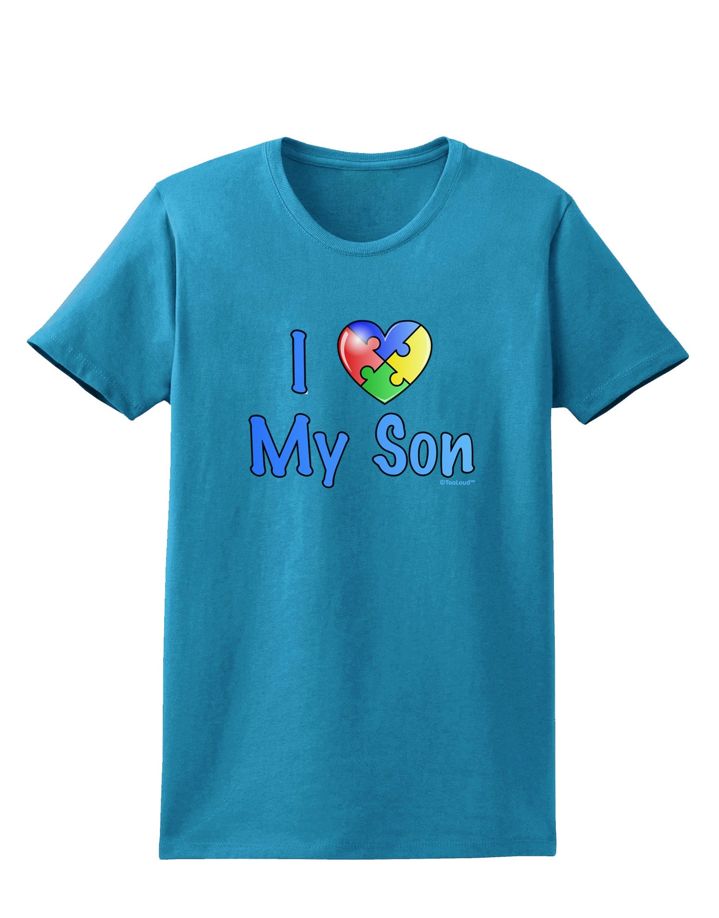 I Heart My Son - Autism Awareness Womens Dark T-Shirt by TooLoud-Womens T-Shirt-TooLoud-Turquoise-X-Small-Davson Sales