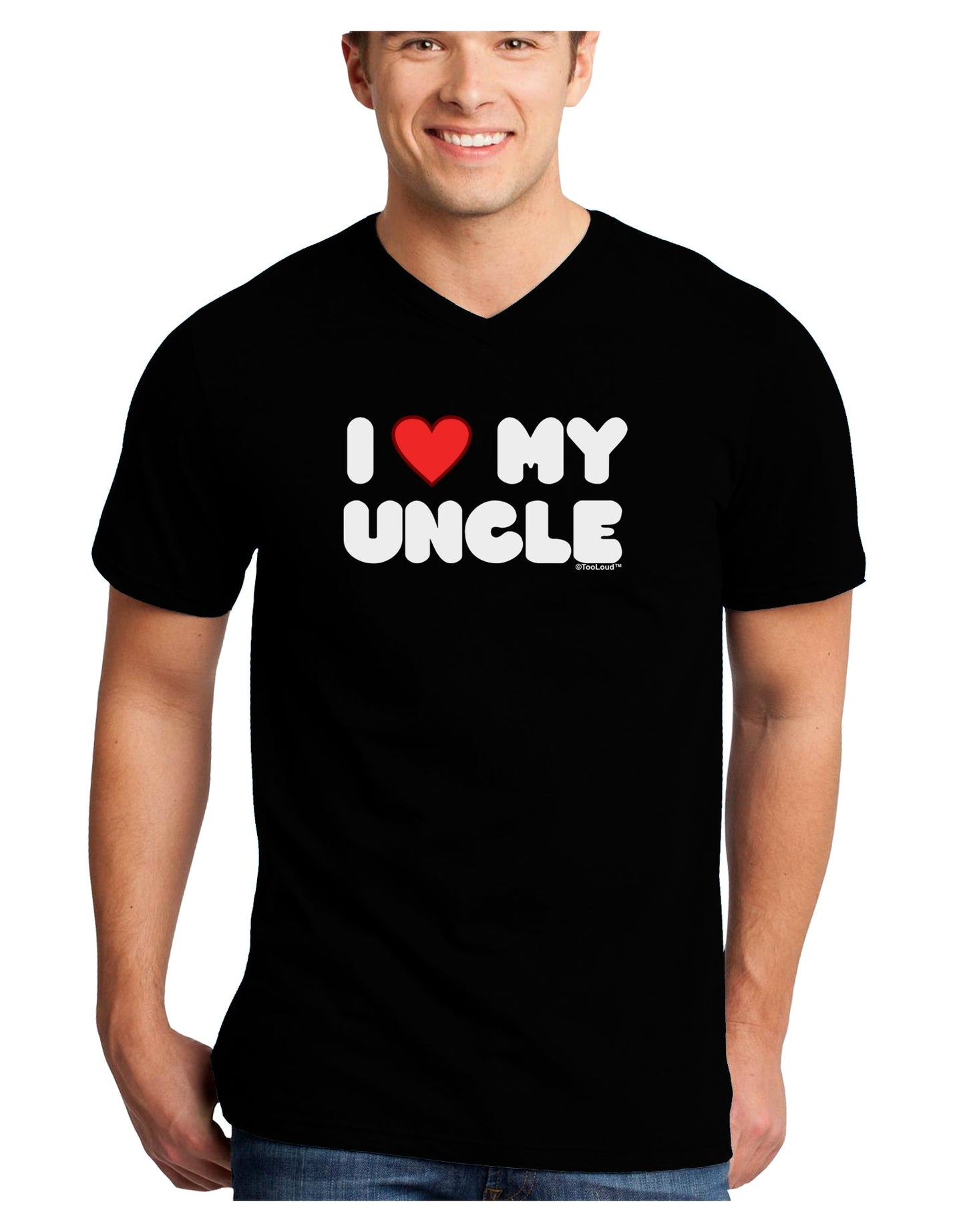 I Heart My Uncle Adult Dark V-Neck T-Shirt by TooLoud-Mens V-Neck T-Shirt-TooLoud-Black-Small-Davson Sales