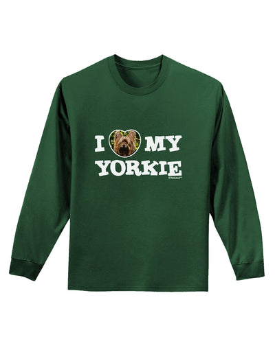 I Heart My Yorkie Adult Long Sleeve Dark T-Shirt by TooLoud-TooLoud-Dark-Green-Small-Davson Sales