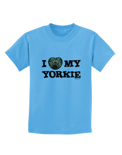 I Heart My Yorkie Childrens T-Shirt by TooLoud-Childrens T-Shirt-TooLoud-Aquatic-Blue-X-Small-Davson Sales