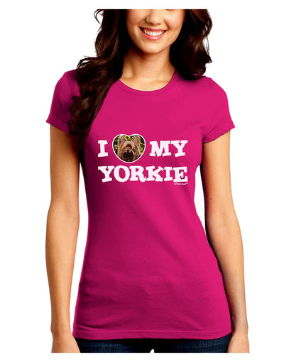 I Heart My Yorkie Juniors Crew Dark T-Shirt by TooLoud-T-Shirts Juniors Tops-TooLoud-Hot-Pink-Juniors Fitted Small-Davson Sales