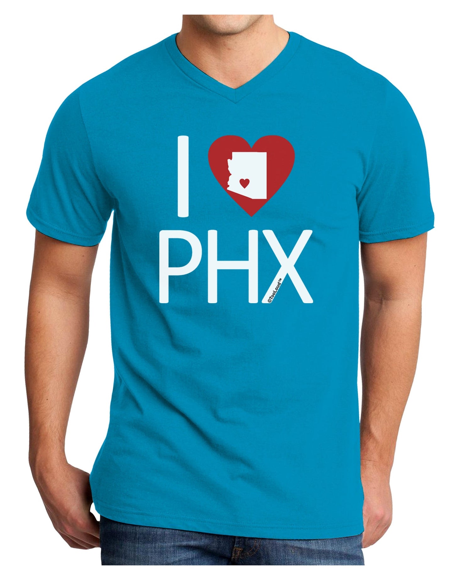 I Heart Phoenix Adult Dark V-Neck T-Shirt-Mens V-Neck T-Shirt-TooLoud-Turquoise-Small-Davson Sales