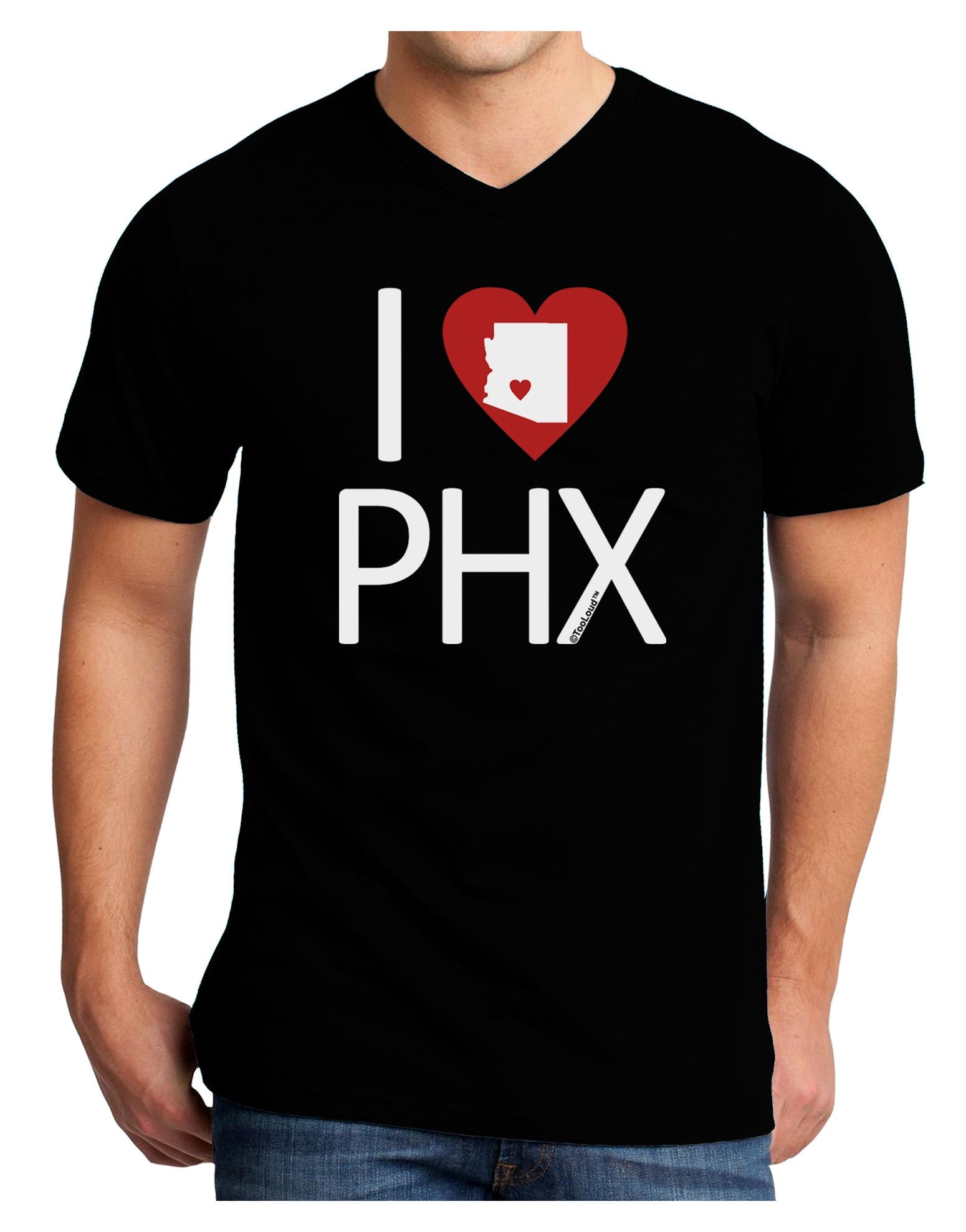 I Heart Phoenix Adult Dark V-Neck T-Shirt-Mens V-Neck T-Shirt-TooLoud-Black-Small-Davson Sales