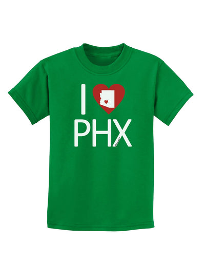 I Heart Phoenix Childrens Dark T-Shirt-Childrens T-Shirt-TooLoud-Kelly-Green-X-Small-Davson Sales